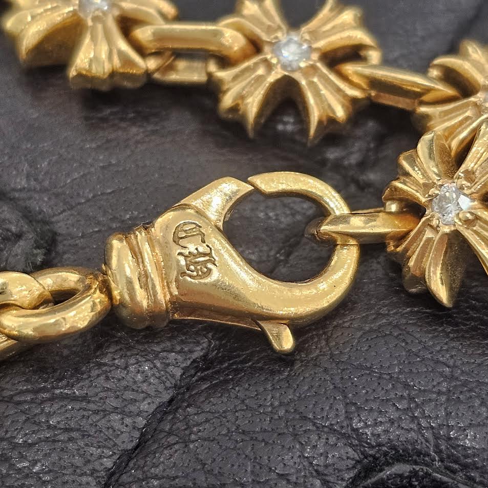 CHROME HEARTS 22K X Tiny E CH Plus Pave Diamond Bracelet 16LINK クロムハーツ 22K X タイニーE CHプラス パヴェダイヤモンド ブレスレット 16リンク