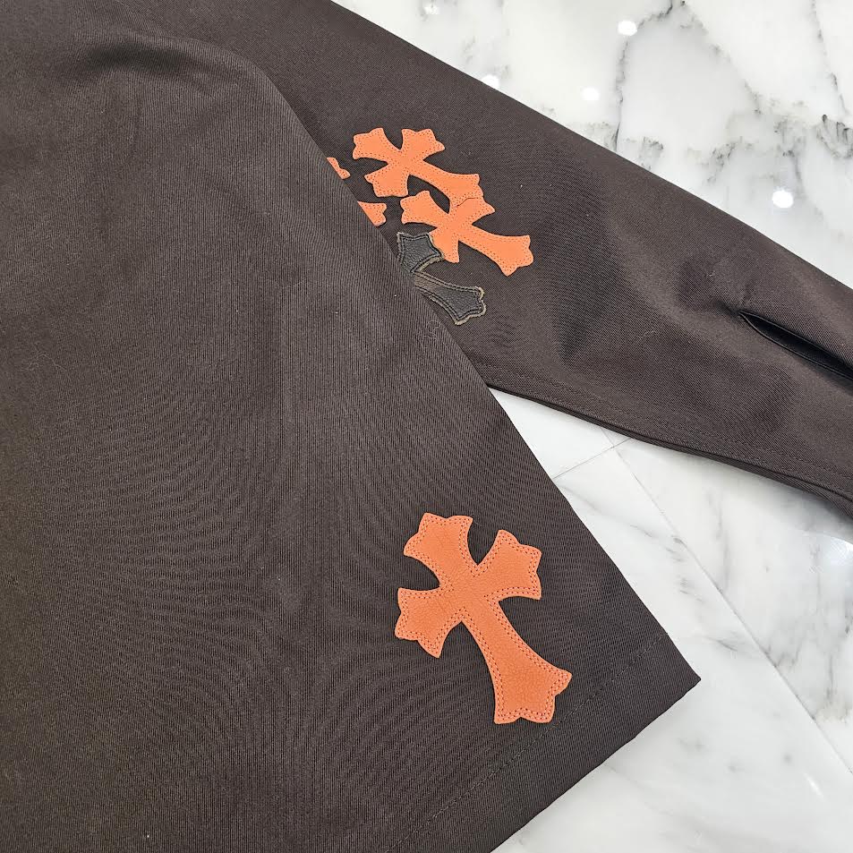 CHROME HEARTS Y NOT WORK DOG Camo Cross Patch × Leather Cross Patch Shirt Jacket Size M クロムハーツ ワイノット ワークドッグ カモクロスパッチ × レザークロスパッチ シャツジャケット サイズM