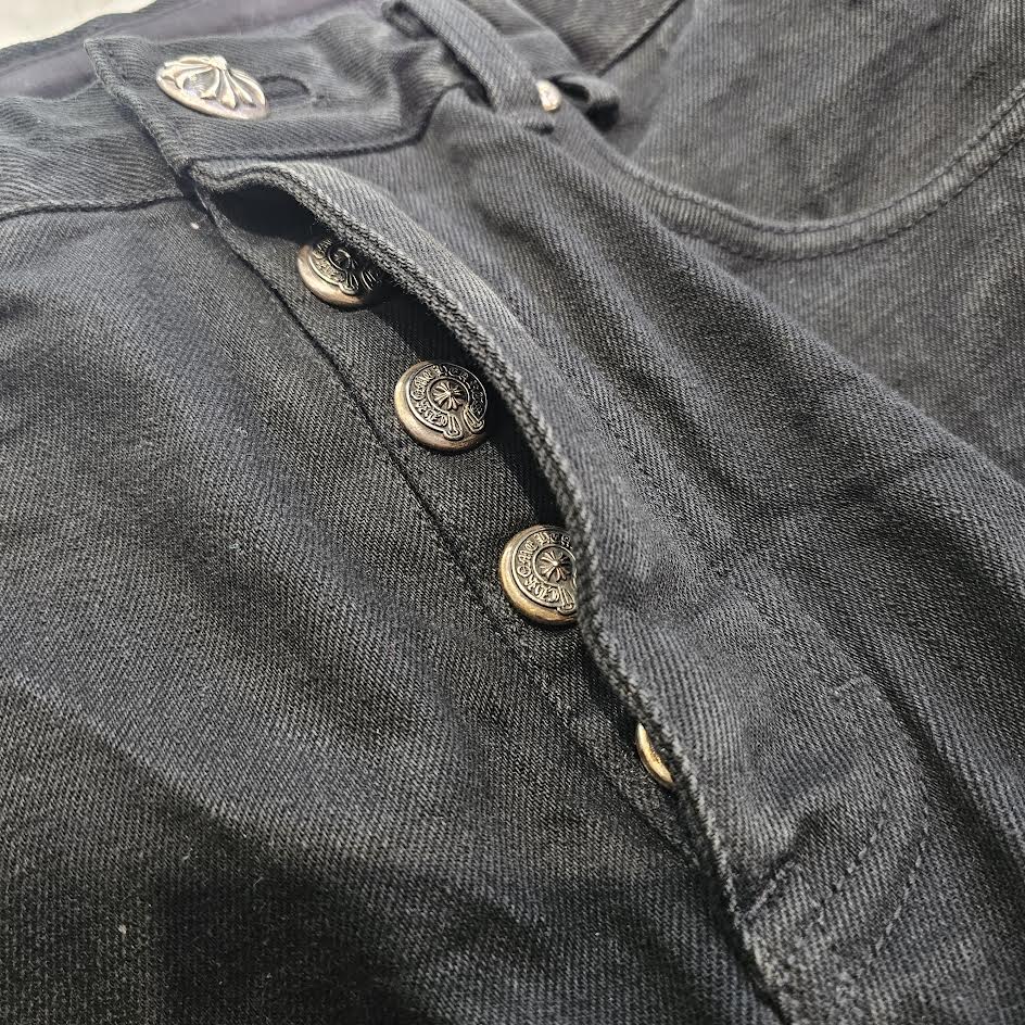 CHROME HEARTS CH Plus Cross Ball Button Denim Pants Size 34 クロムハーツ CHプラス クロスボールボタン デニムパンツ サイズ34