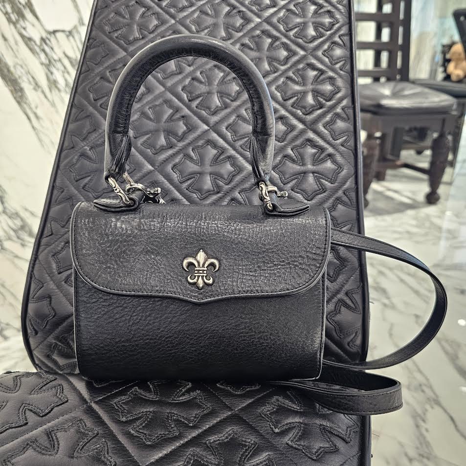 CHROME HEARTS DOG ADAMS BS FLARE Leather Shoulder Hand Bag クロムハーツ ドッグアダムズ BSフレア レザー ショルダー ハンドバッグ