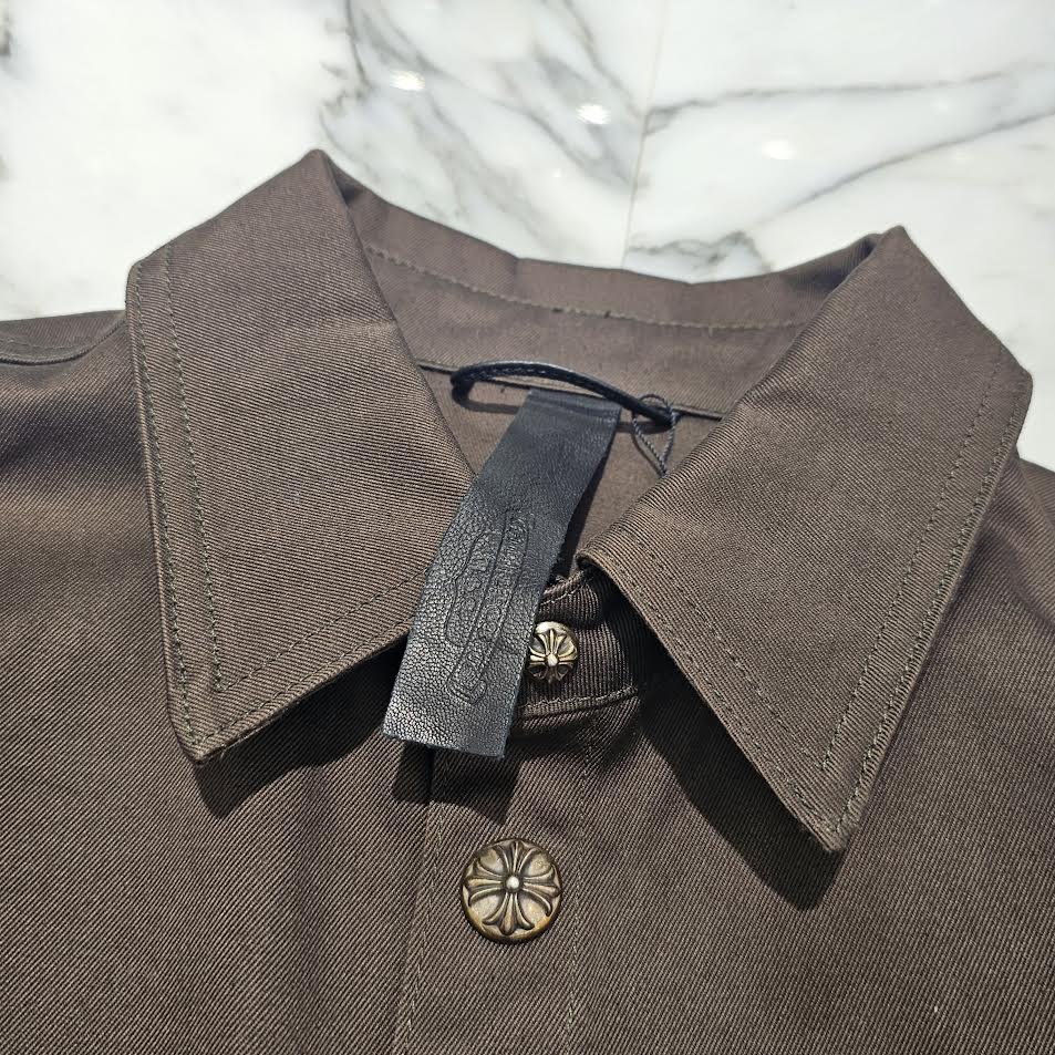 CHROME HEARTS Y NOT WORK DOG Camo Cross Patch × Leather Cross Patch Shirt Jacket Size M クロムハーツ ワイノット ワークドッグ カモクロスパッチ × レザークロスパッチ シャツジャケット サイズM