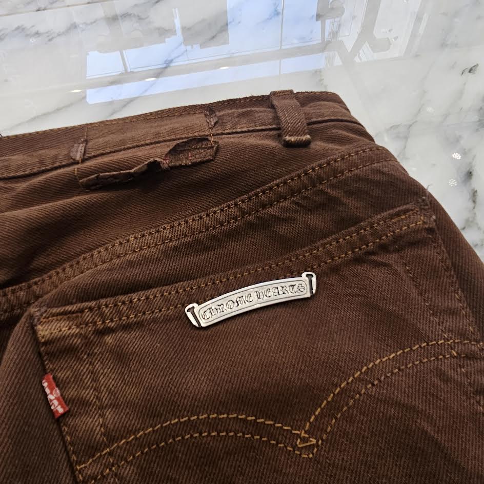 CHROME HEARTS × Levi's Body VNTG Harako Blend Leather Cross Patch Cotton Denim Pants Size 31 クロムハーツ × リーバイス ボディ ハラコブレンド レザークロスパッチ コットン デニムパンツ サイズ31