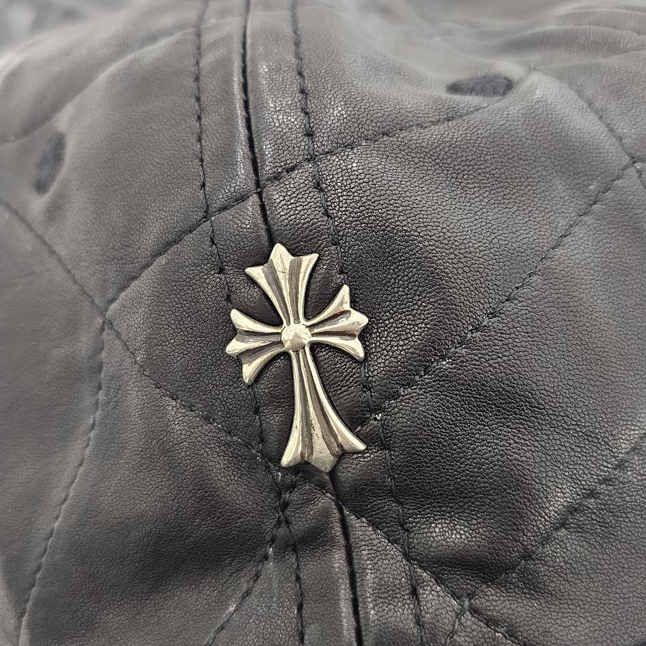 CHROME HEARTS Silver Cross Spider Web Leather Cap Size ONE SIZE（53-60）クロムハーツ シルバークロス スパイダーウェブ レザーキャップ サイズONE SIZE（53-60）