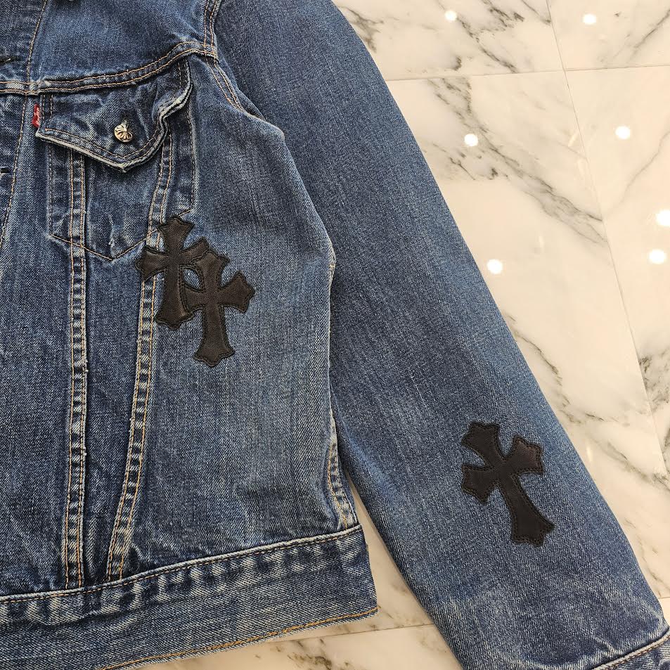 CHROME HEARTS × Levi's VNTG Leather Cross Patch Denim Jacket Size