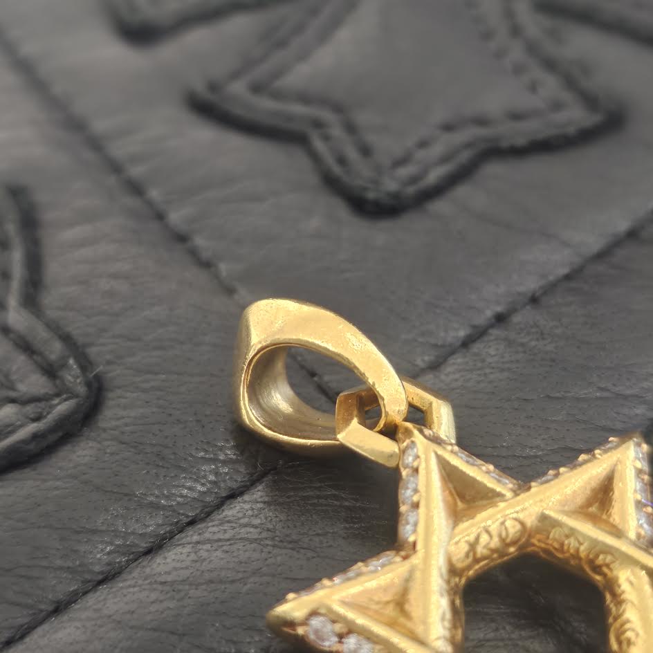 CHROME HEARTS 22K STAR of DAVID Pave Diamond Pendant Top クロム