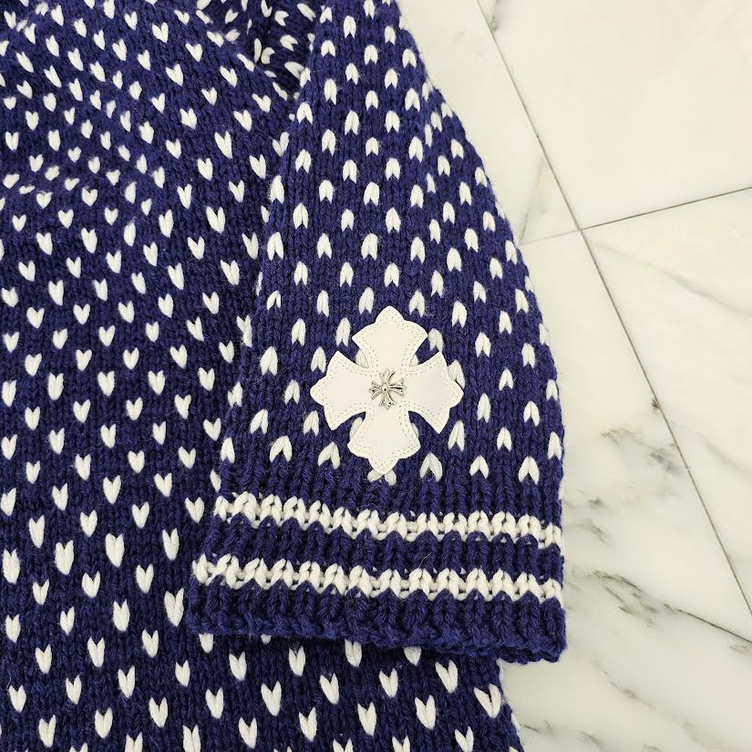 CHROME HEARTS Cross Leather Patch Cashmere Knit Sweater Size ONE SIZE（68-112）クロムハーツ クロスレザーパッチ カシミヤ ニットセーター シルバー925 サイズONE SIZE（68-112）