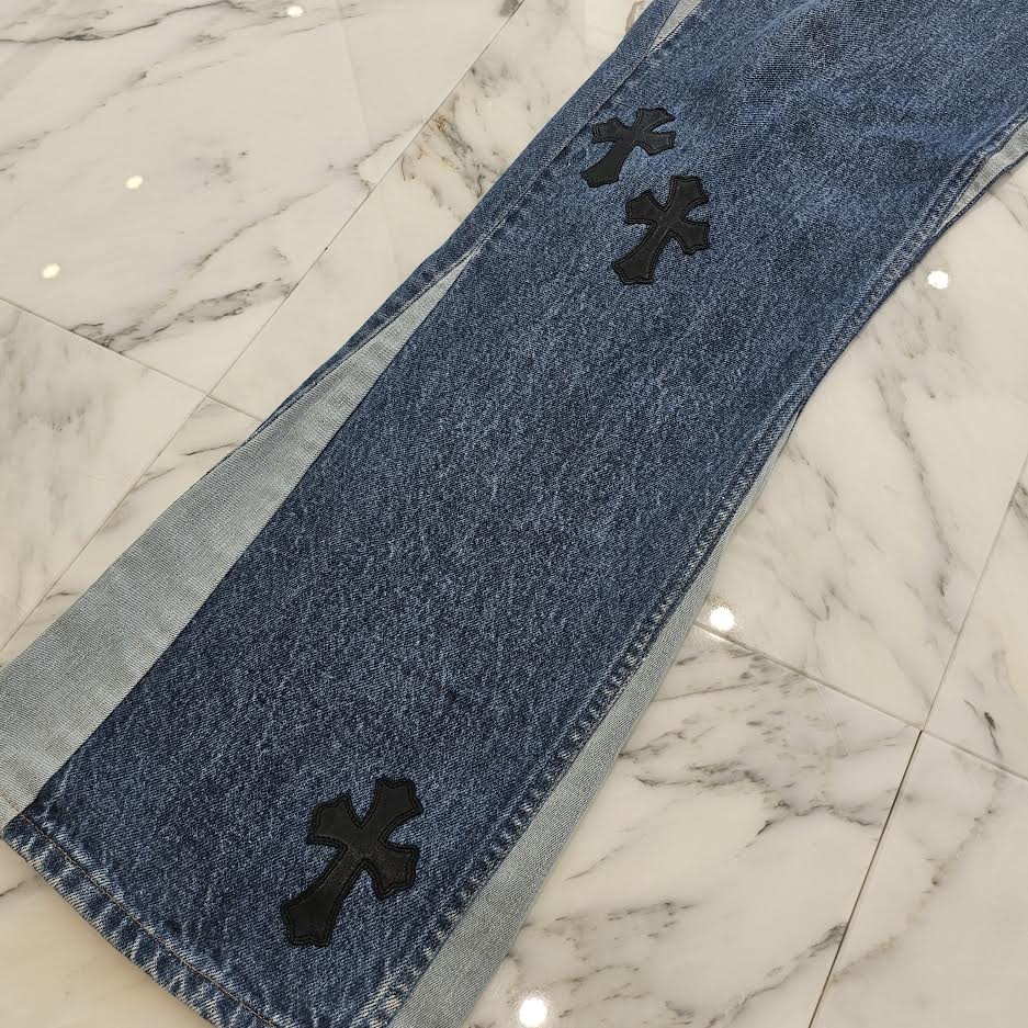 CHROME HEARTS × Levi's 505 VNTG Cross Leather Patch Denim Pants Size 34 クロムハーツ × リーバイス 505 ヴィンテージ クロスレザーパッチ デニムパンツ サイズ34