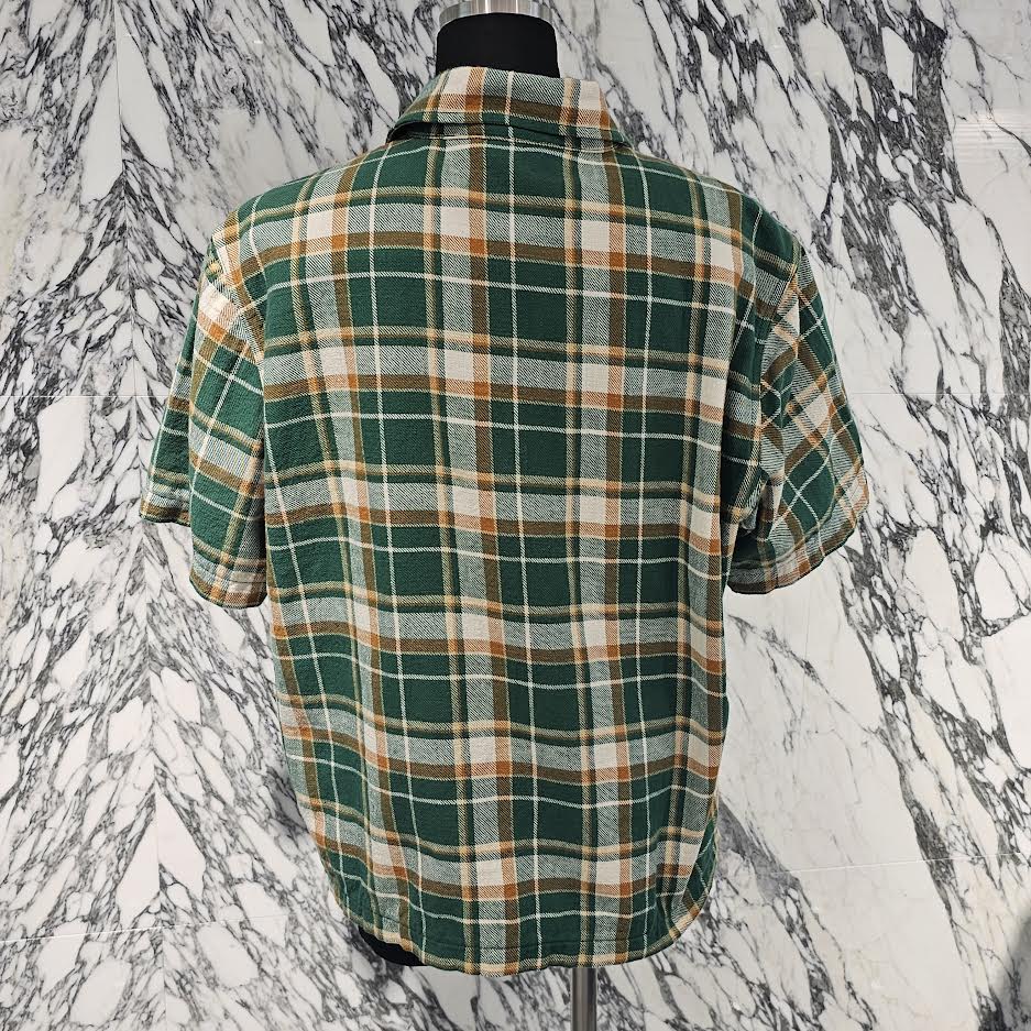 CHROME HEARTS × MATTY BOY Chomper Leather Patch Flannel Check Short Sleeve Shirt Size M クロムハーツ×マティボーイ チョンパーレザーパッチ フランネルチェック ショートスリーブシャツ サイズM