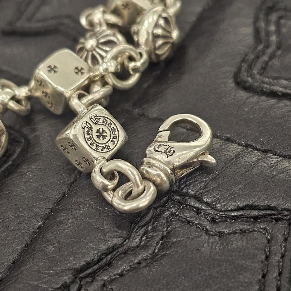 CHROME HEARTS DICE Cross Ball Silver Bracelet Size 8 LINK クロムハーツ ダイス クロスボール シルバー ブレスレット サイズ8リンク