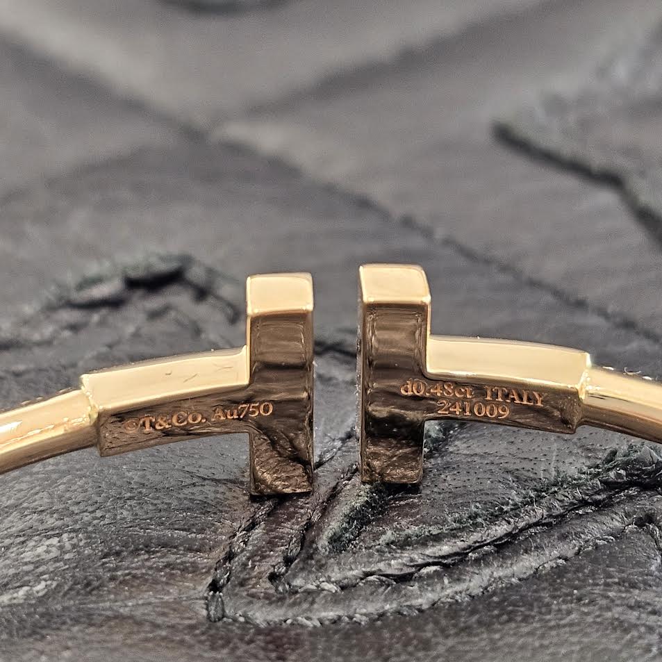 Tiffany Co. 18K RG Tiffany T Pave Diamond Wire Bangle 73546699 Size Medium ティファニー 18K ローズゴールド ティファニーT パヴェダイヤモンド ワイヤー バングル サイズMedium