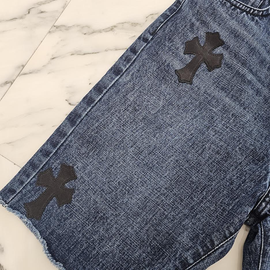 CHROME HEARTS Cross Leather Patch Denim Shorts Size 25 クロムハーツ クロスレザーパッチ デニムショーツ サイズ25