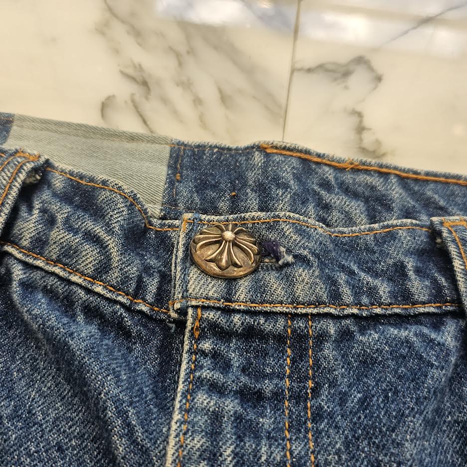 CHROME HEARTS × Levi's 505 VNTG Cross Leather Patch Denim Pants Size 34 クロムハーツ × リーバイス 505 ヴィンテージ クロスレザーパッチ デニムパンツ サイズ34