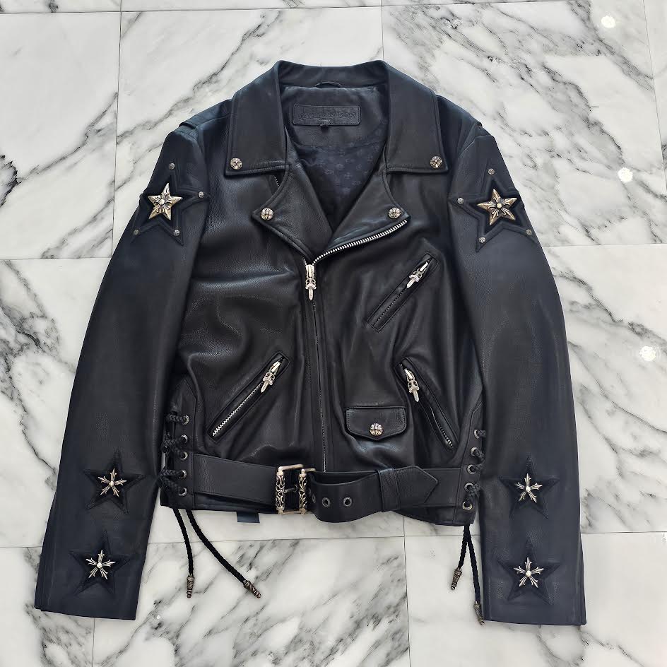 CHROME HEARTS JJ DEAN STAR CUSTOM Riders Leather Jacket Size M クロムハーツ JJディーン スターカスタム ライダース レザージャケット サイズM