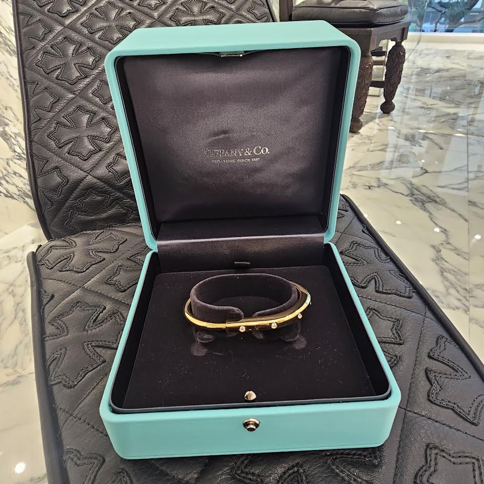 Tiffany＆Co. 18K YG Rock Bangle With Brilliant Diamond Size L 70185415 ティファニー 18K イエローゴールド ロックバングル ウィズ ブリリアント ダイヤモンド サイズL