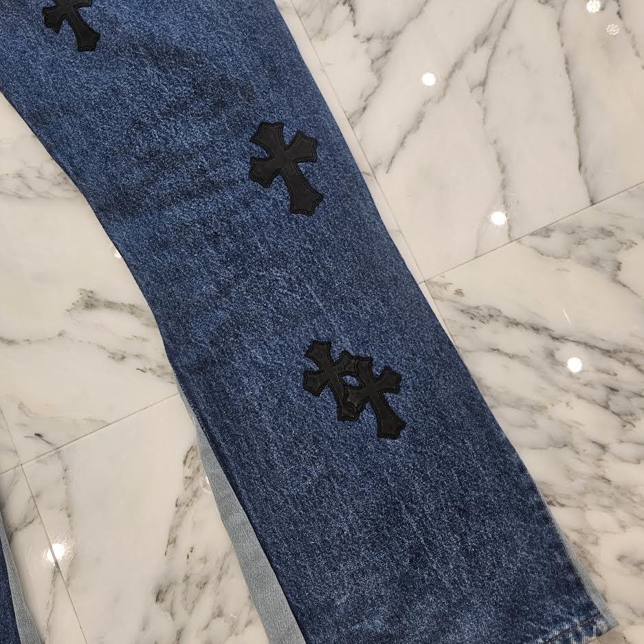 CHROME HEARTS × Levi's 505 VNTG Cross Leather Patch Denim Pants Size 34 クロムハーツ × リーバイス 505 ヴィンテージ クロスレザーパッチ デニムパンツ サイズ34