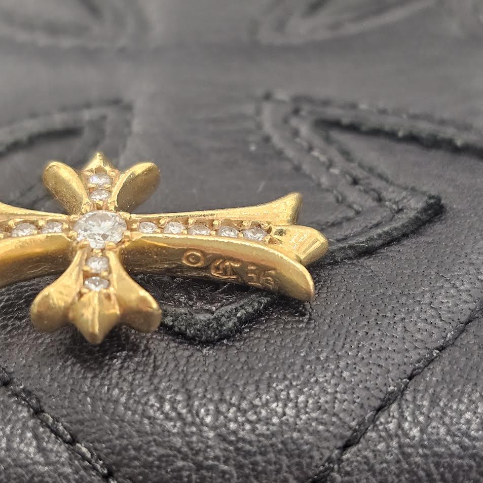 CHROME HEARTS 22K Tiny Fat Cross Pave Diamond Pendant Top クロムハーツ 22K タイニーファットクロス パヴェダイヤモンド ペンダントトップ