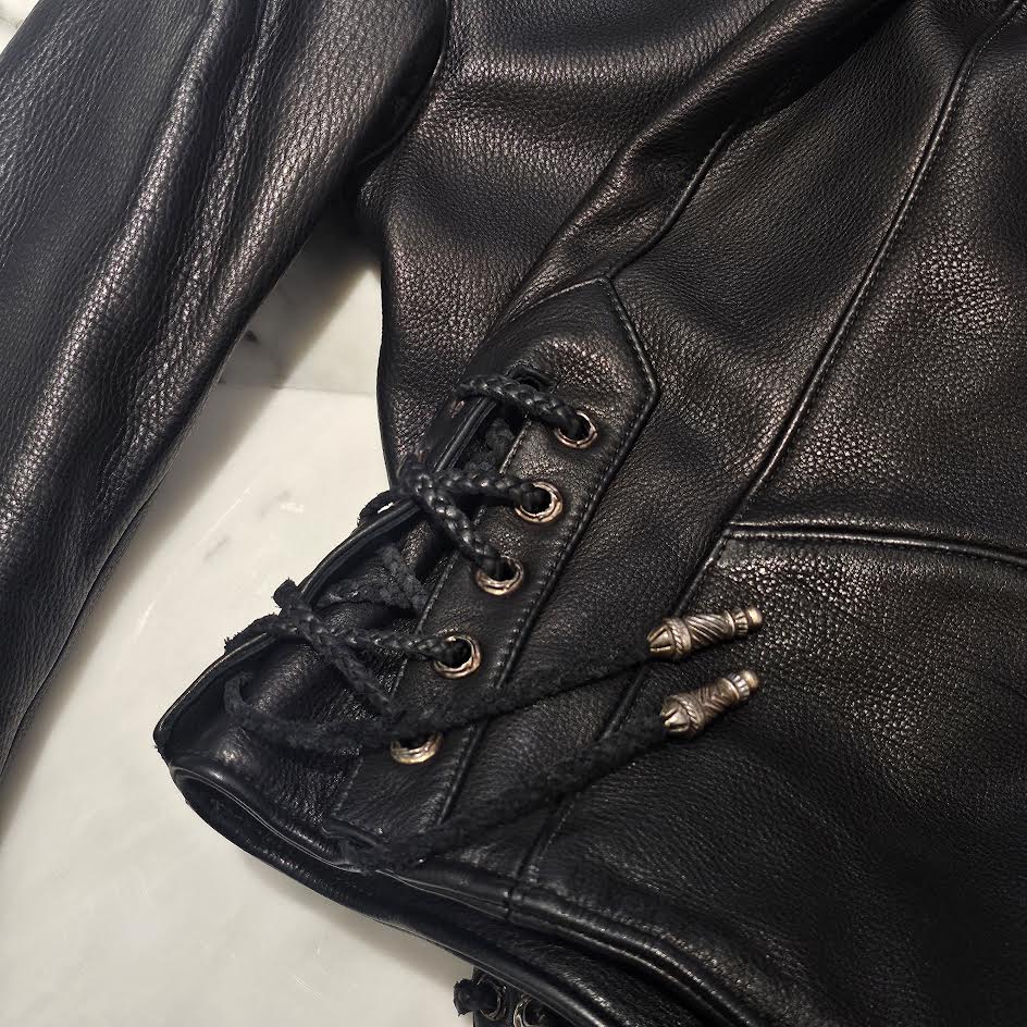 CHROME HEARTS JJ DEAN Dagger Zip Riders Leather Jacket Size L クロムハーツ JJディーン ダガー ジップ ライダース レザージャケット サイズL