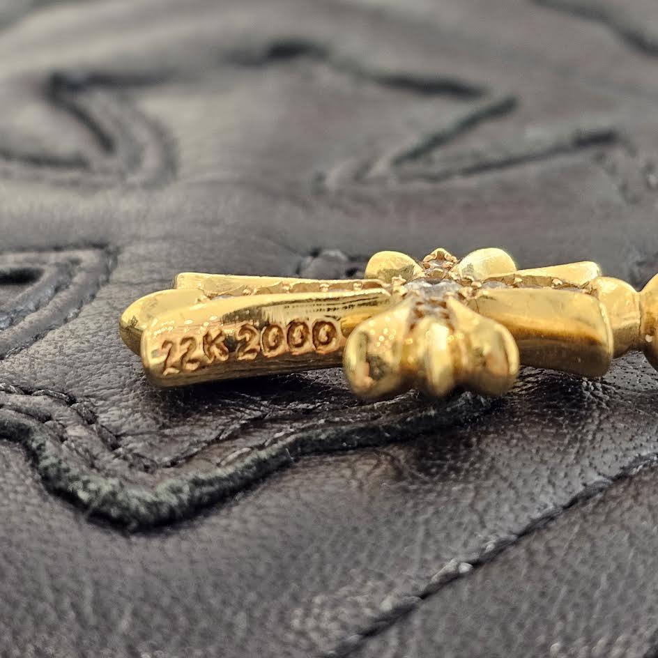 CHROME HEARTS 22K Tiny Fat Cross Pave Diamond Pendant Top クロムハーツ 22K タイニーファットクロス パヴェダイヤモンド ペンダントトップ