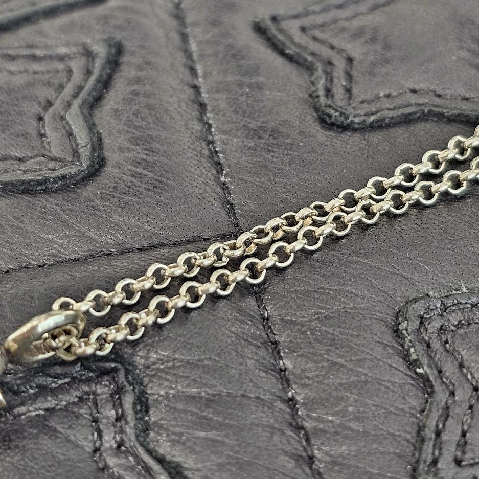 CHROME HEARTS Tiny Fat Cross Pave Diamond Pendant Top Roll Chain 18 Inch Necklace クロムハーツ タイニーファットクロス パヴェダイヤモンド ペンダントトップ ロールチェーン 18インチ ネックレス