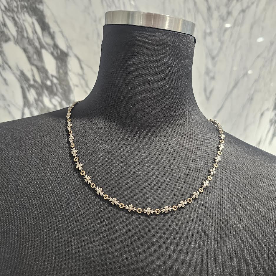 CHROME HEARTS 18K WHITE GOLD / YELLOW GOLD TINY E CH Plus Necklace Size 20 Inch クロムハーツ 18K ホワイトゴールド/イエローゴールド タイニーE CHプラス ネックレス サイズ20インチ