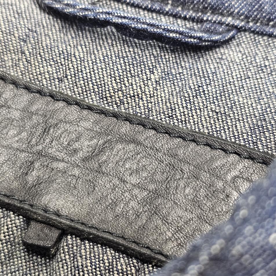 CHROME HEARTS Cross Ball Button Leather Denim Docking Dress Shirt Size S クロムハーツ クロスボールボタン レザー切替デニム ドッキング ワンピースシャツ サイズS