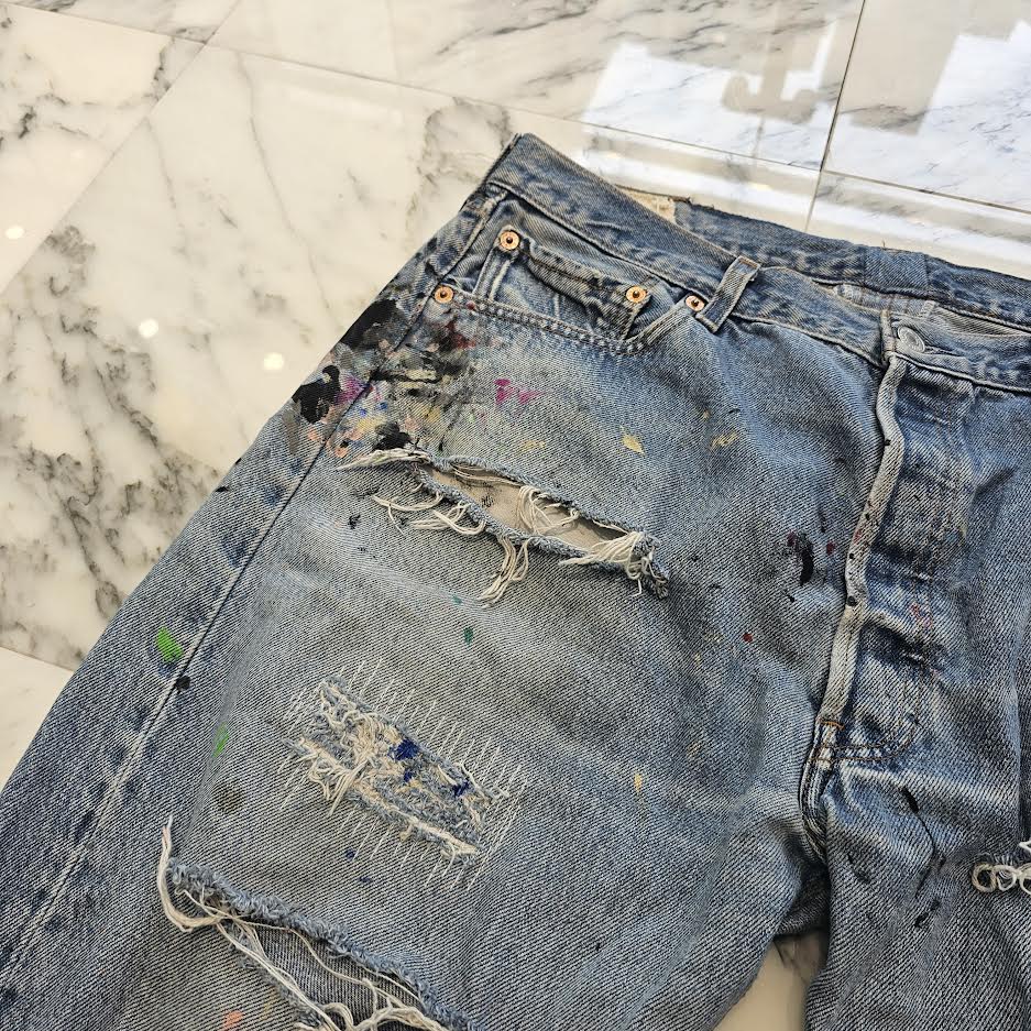 GALLERY DEPT. Levi's Body Painted Damage Denim Pants Size 34 ギャラリーデプト リーバイスボディ ペインテッド ダメージ加工 デニムパンツ サイズ34
