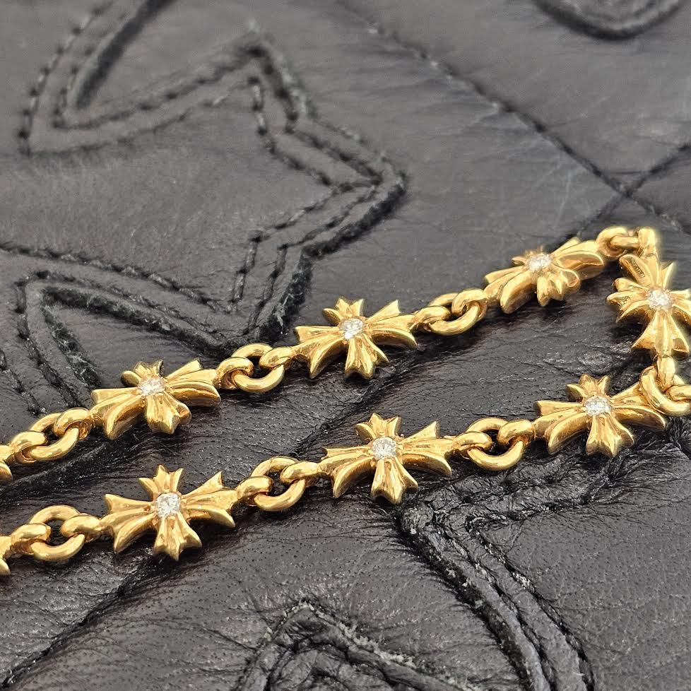 CHROME HEARTS 22K Tiny E Diamond CH Plus Bracelet 12 LINK クロム