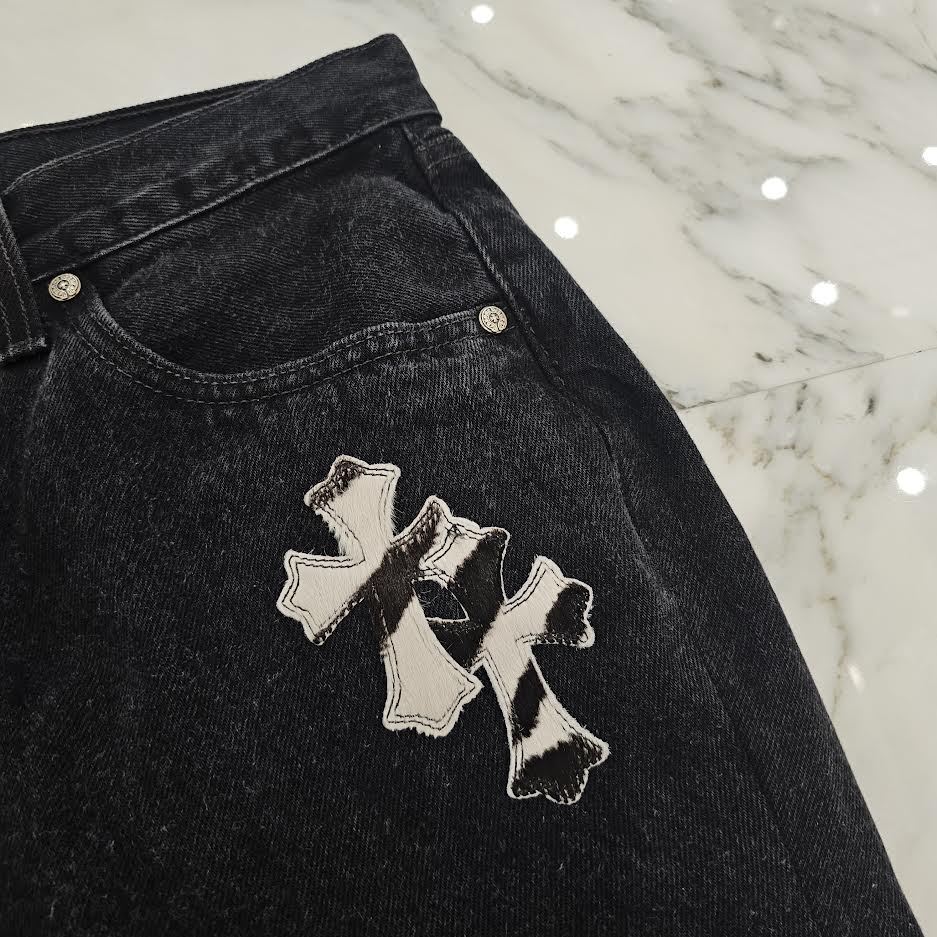 CHROME HEARTS × Levi's 501 VNTG Zebra Harako Leather Cross Patch Denim Pants Size 32 クロムハーツ × リーバイス 501 ヴィンテージ ゼブラ ハラコ レザークロスパッチ デニムパンツ サイズ32