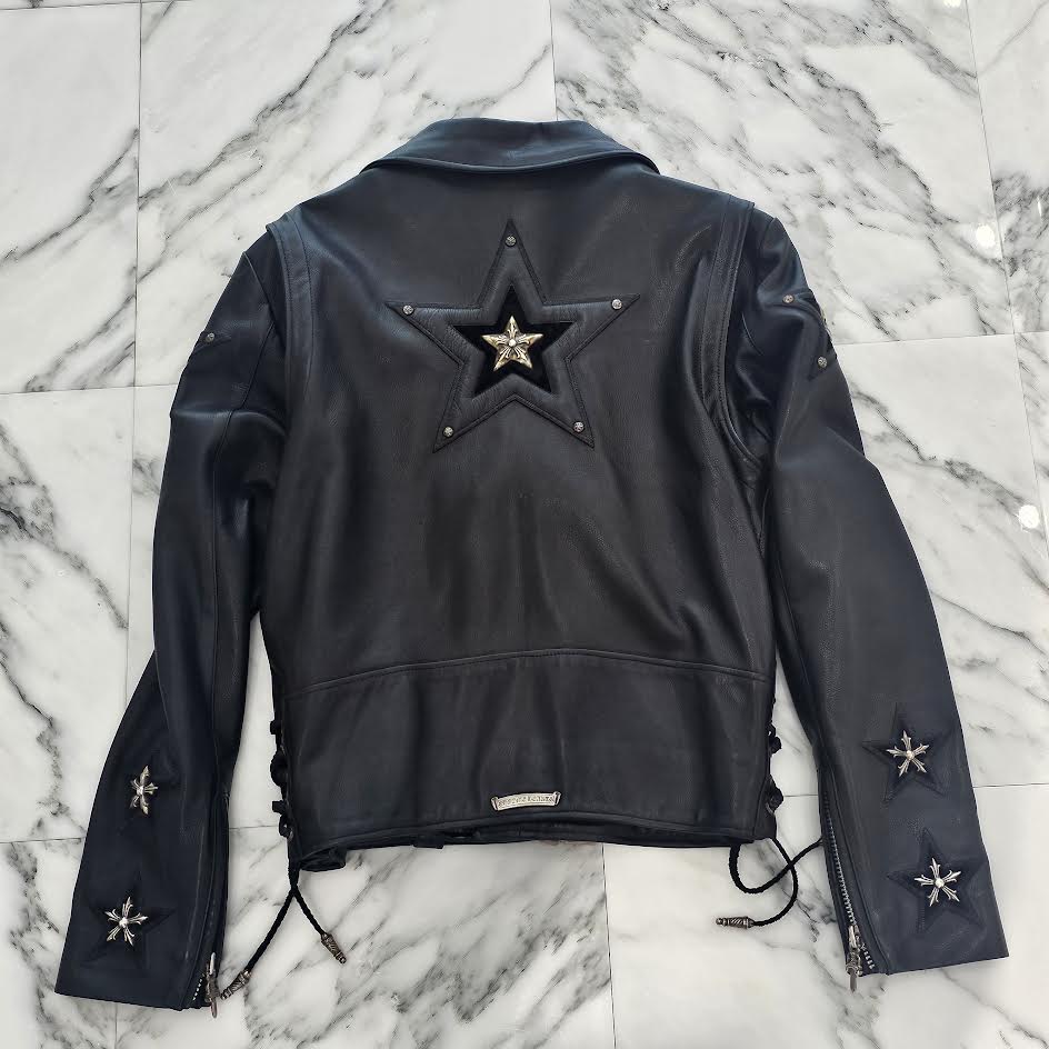 CHROME HEARTS JJ DEAN STAR CUSTOM Riders Leather Jacket Size M クロムハーツ JJディーン スターカスタム ライダース レザージャケット サイズM