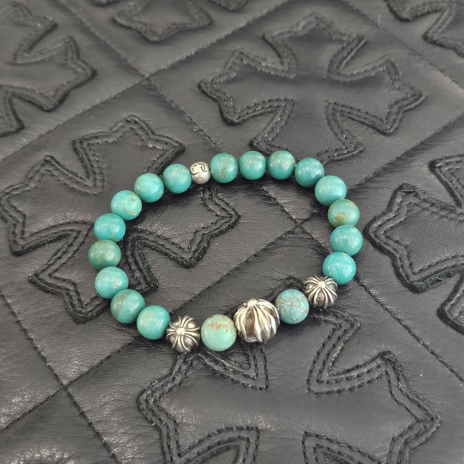 CHROME HEARTS Turquoise Beads Bracelet Size 8mm クロムハーツ