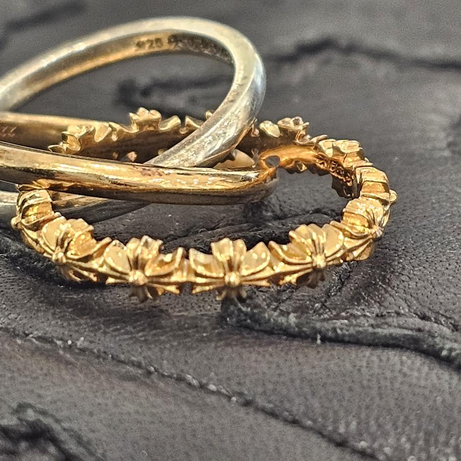 CHROME HEARTS 22K / SILVER 925 TINY E CH PLS BAND TRPL Combination Ring Size 12号 クロムハーツ タイニーE CHプラス バンド トリプルコンビ リング サイズ12号