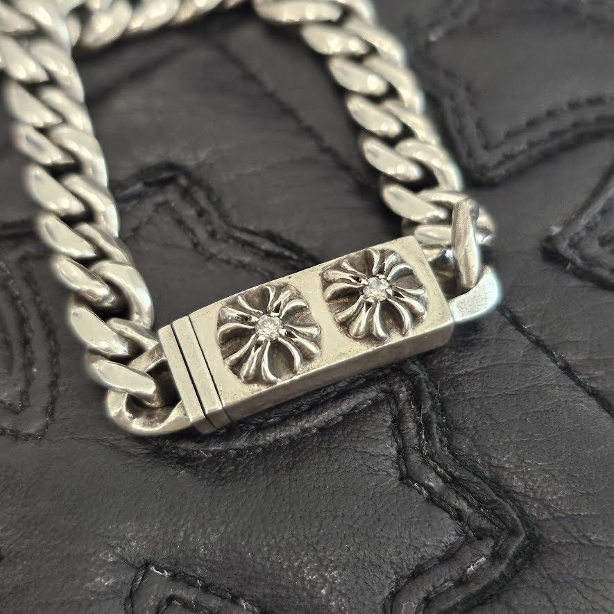 CHROME HEARTS DOUBLE CH Plus MINI ID Bracelet 2 Diamond クロムハーツ ダブル CHプラス ミニ ID ブレスレット 2ダイヤモンド