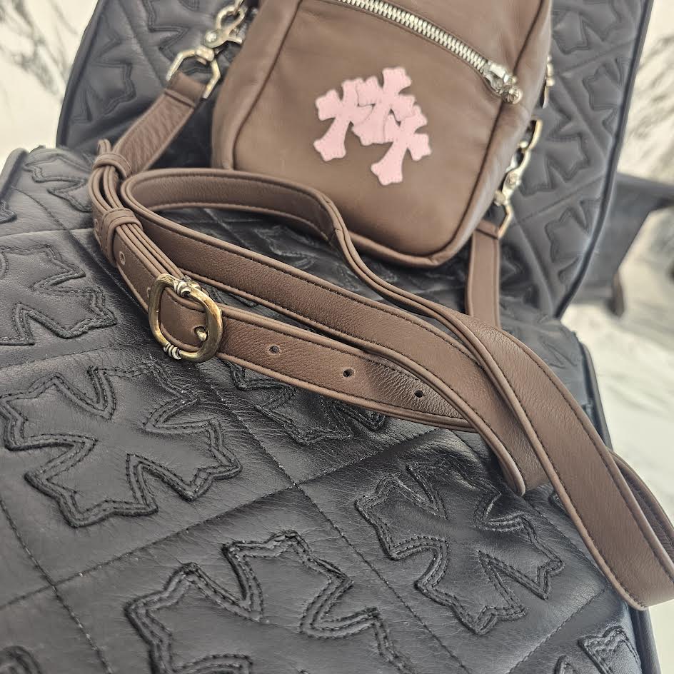 CHROME HEARTS TAKAMINI 3 Cemetery Cross Patch Leather Shoulder Bag クロムハーツ タカミニ 3セメタリー クロスパッチ レザー ショルダーバッグ