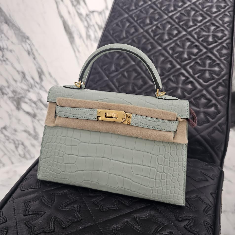 HERMES Mini Kelly 2 "Vert Dieu（6U）" Alligator Matte Hand Bag B刻印 エルメス ミニケリー2 "ヴェールデュー（6U）"  アリゲーターマット ハンドバッグ