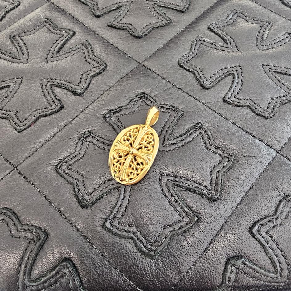 CHROME HEARTS 22K Classic Oval Cross Pendent Top クロムハーツ 22K クラシック オーバルクロス ペンダントトップ