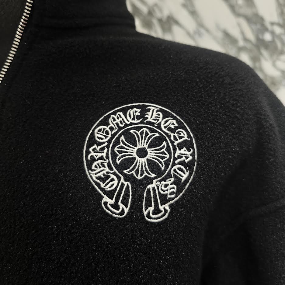 CHROME HEARTS Y NOT Horseshoe Embroidery Fleece Half Zip Cropped Sweatshirt Size M クロムハーツ ワイノット ホースシュー刺繍 フリース ハーフジップ クロップド スウェットシャツ サイズM