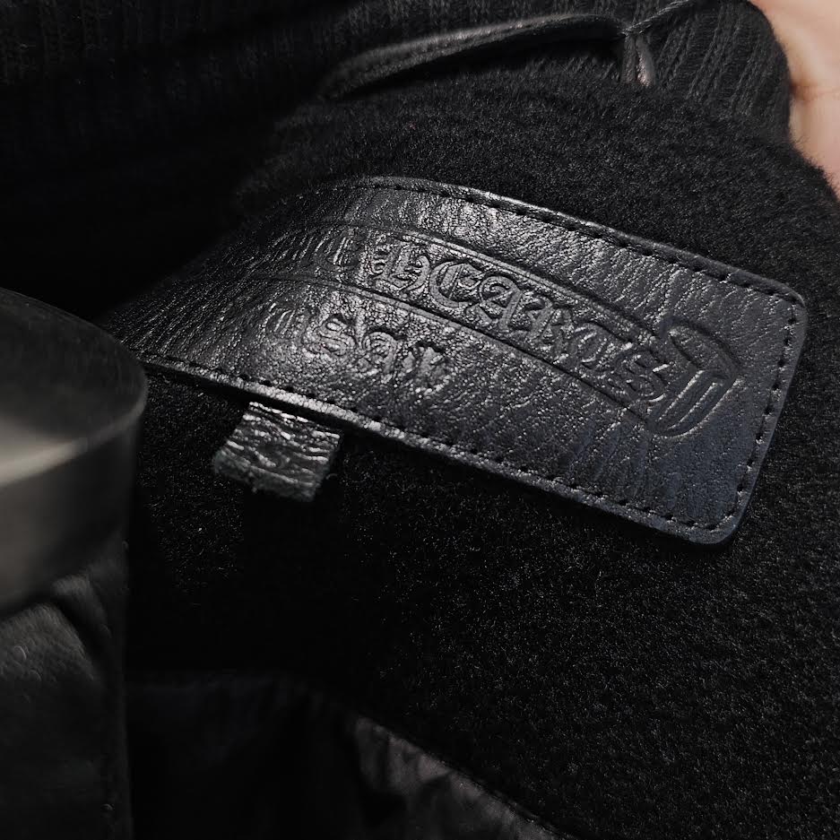 CHROME HEARTS CHICKEN 33 Cross Patch Leather Sleeve Varcity Jacket Size XL クロムハーツ チキンジャケット 33 クロスパッチ レザースリーブ バーシティジャケット サイズXL