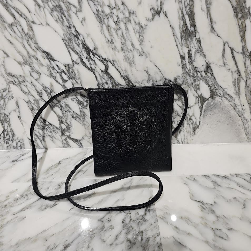 CHROME HEARTS Square Pocket 3 Cemetery Cross Leather Patch Shoulder Bag クロムハーツ スクエアポケット 3セメタリークロス レザーパッチ ショルダーバッグ