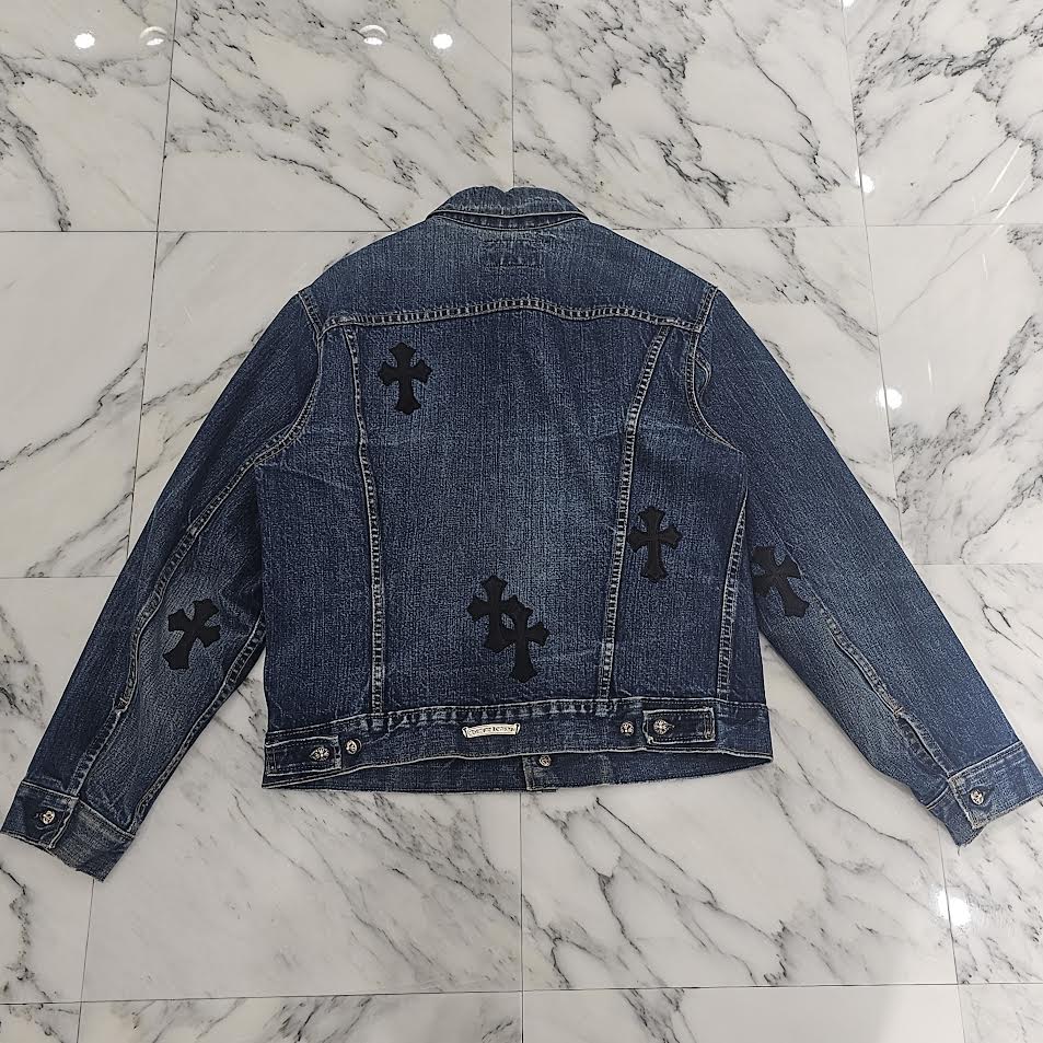CHROME HEARTS × Levi's VNTG Leather Cross Patch Denim Jacket Size