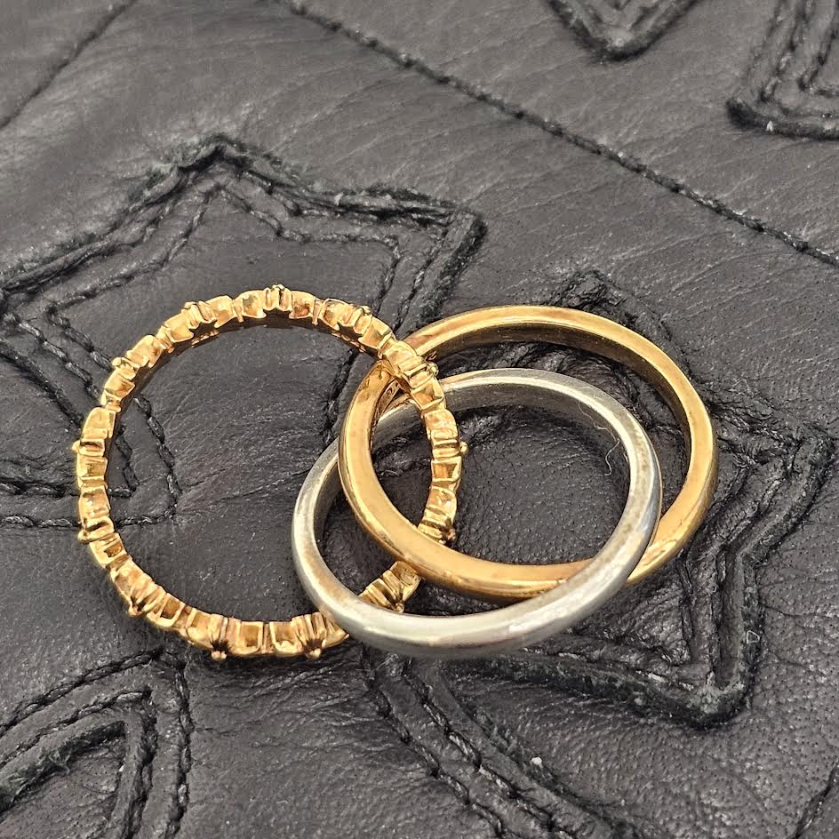 CHROME HEARTS 22K / SILVER 925 TINY E CH PLS BAND TRPL Combination Ring Size 12号 クロムハーツ タイニーE CHプラス バンド トリプルコンビ リング サイズ12号