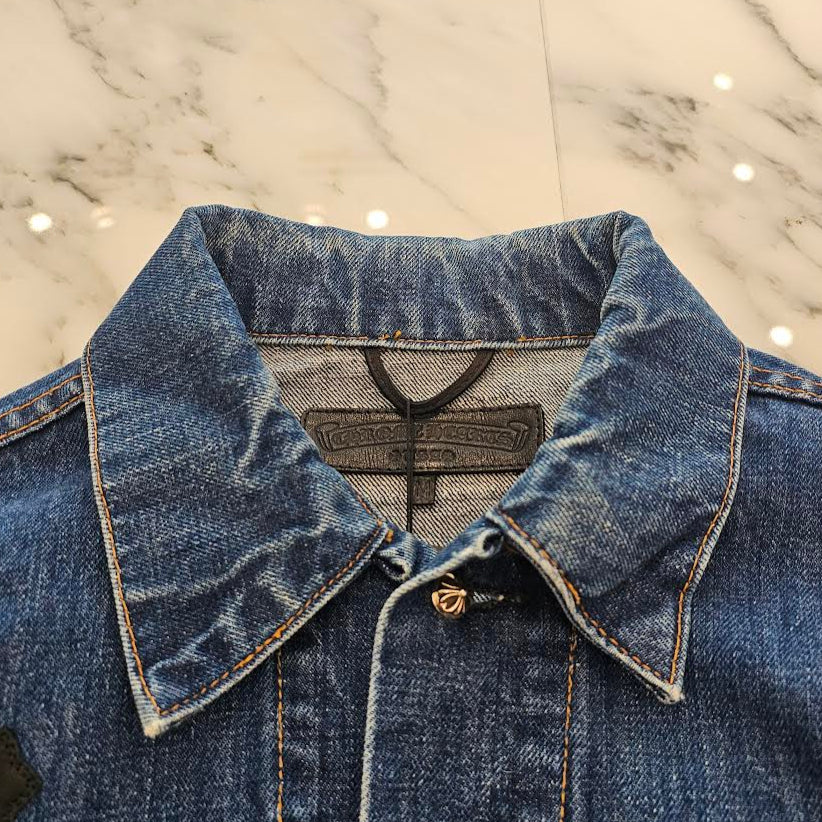CHROME HEARTS × Levi's VNTG Leather Cross Patch Denim Jacket Size M クロムハーツ × リーバイス ヴィンテージ レザークロスパッチ デニムジャケット サイズM