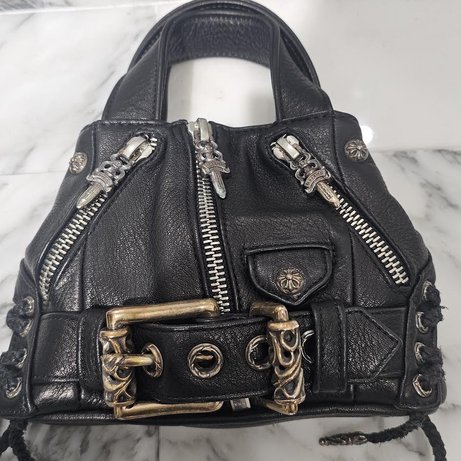 CHROME HEARTS JJ Dean Mini Leather Riders Hand Bag クロムハーツ JJ ディーン ミニレザー ライダース ハンドバッグ