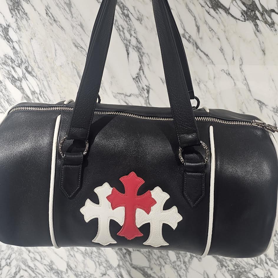 CHROME HEARTS Las Vegas Limited DOMINO Cemetery Cross Patch Duffle Leather Boston Bag クロムハーツ ラスベガス限定 ドミノ セメタリークロスパッチ ダッフル レザー ボストンバッグ