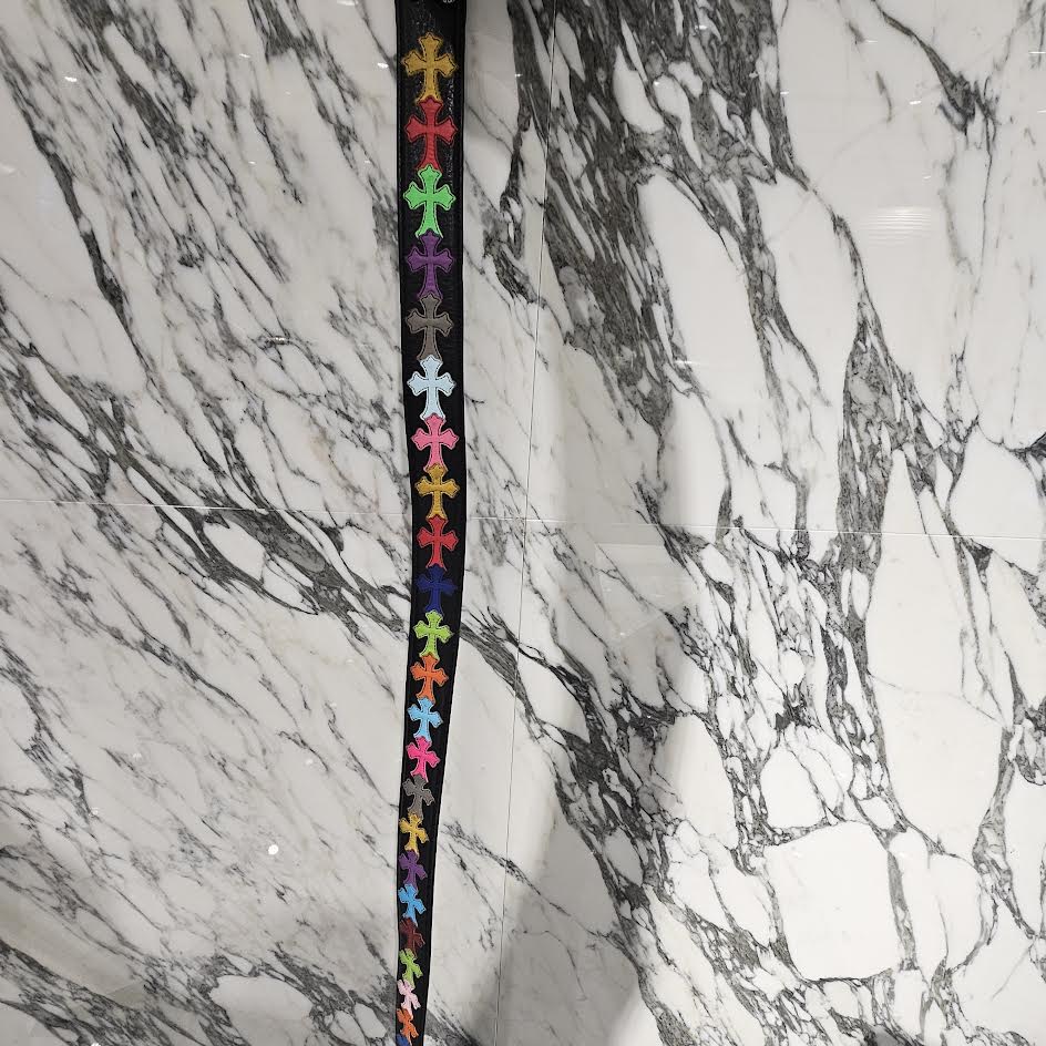CHROME HEARTS Multi Color Cemetery Cross Patch Leather Belt Size 38（1.5 Inch) クロムハーツ マルチカラー セメタリークロスパッチ レザーベルト サイズ38（1.5インチ）