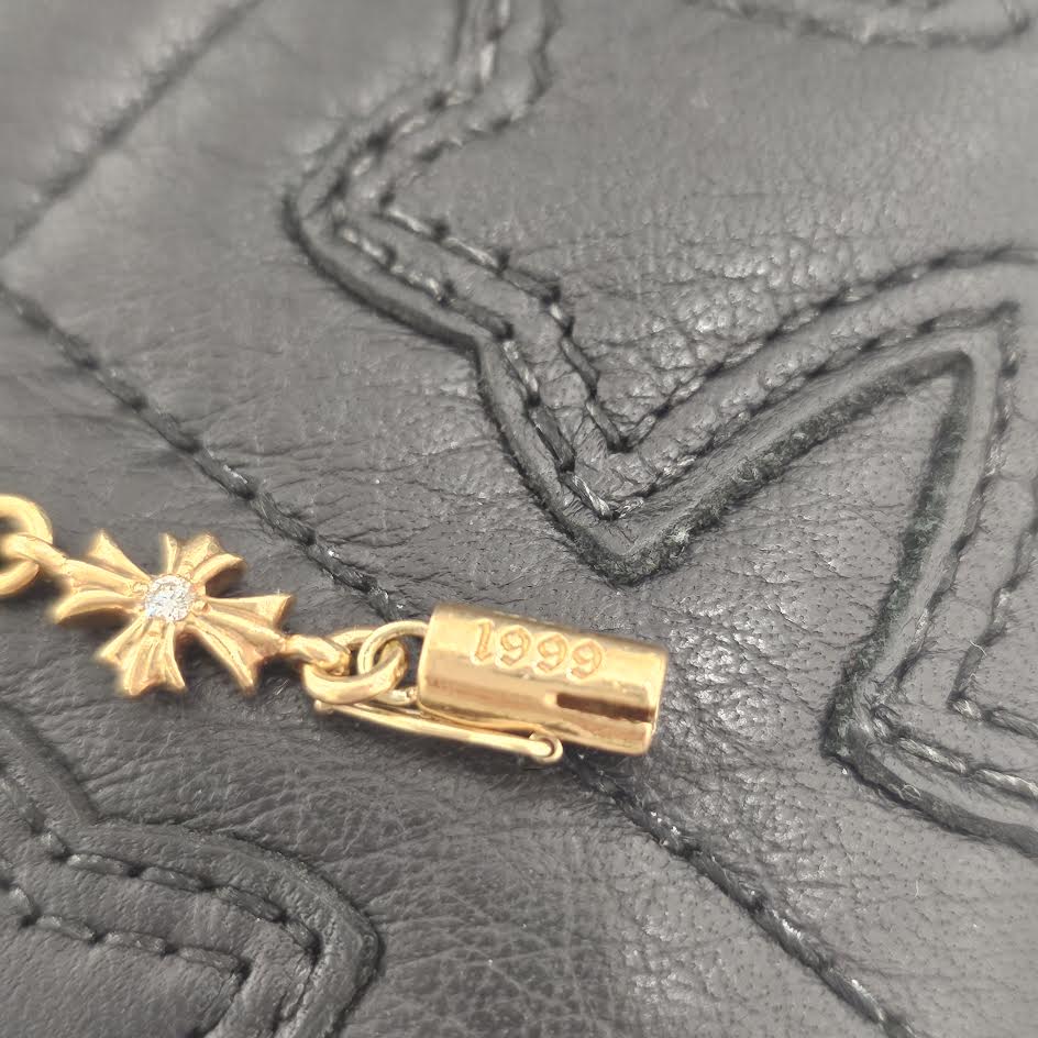 CHROME HEARTS 22K Tiny E Pave Diamond CH Plus Bracelet 12 LINK
