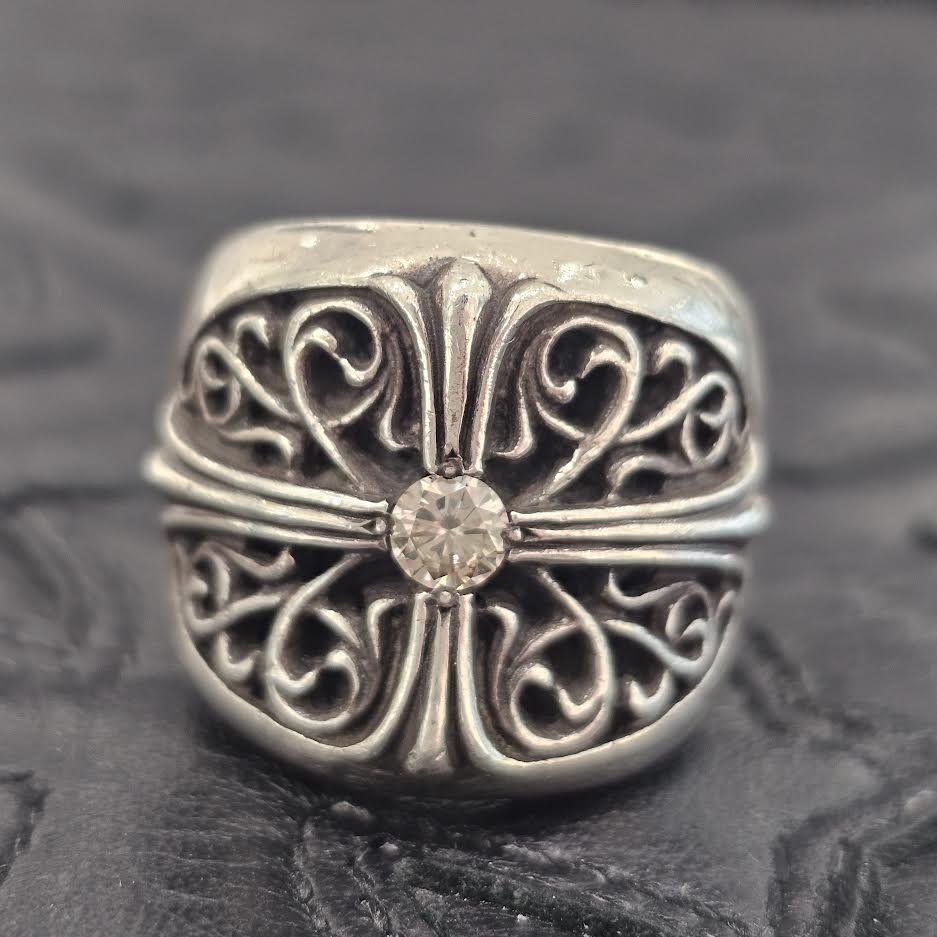 CHROME HEARTS Classic Oval Cross Ring 1 Diamond Size 25号 クロムハーツ クラシック オーバルクロス リング 1ダイヤモンド サイズ25号
