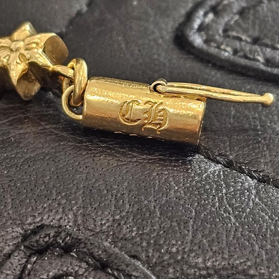 CHROME HEARTS 22K Tiny Star Cross Chain Bracelet 14 LINK
