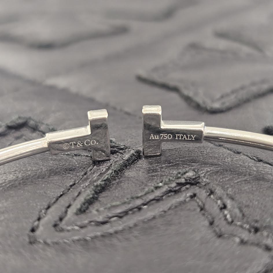 Tiffany Co. K18 WG T Narrow Wire Bracelet 60010777 ティファニー