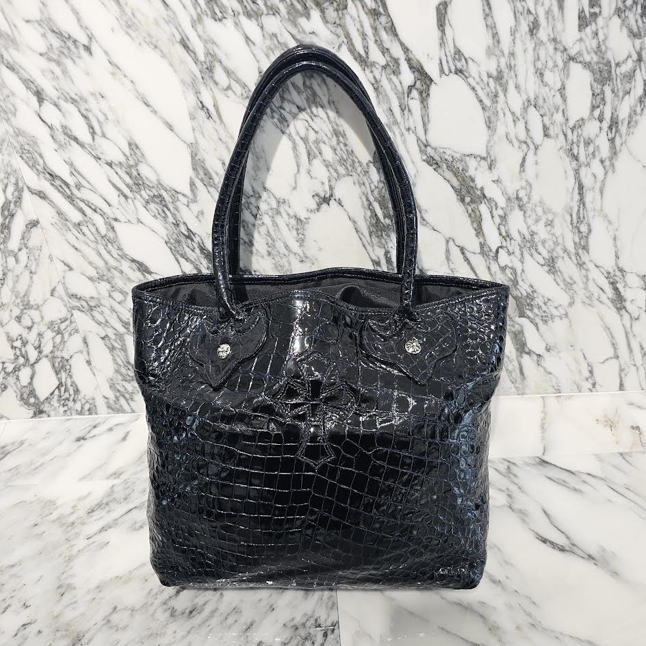 CHROME HEARTS FS Alligator Patent Leather Cross Patch Tote Bag クロムハーツ FS アリゲーター パテントレザー クロスパッチ トートバッグ