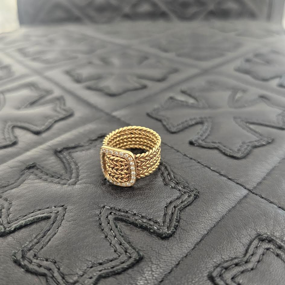 HERMES 750 18K Yellow Gold Diamond Ring 32323 Size 12号 エルメス